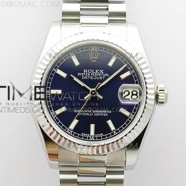 GS공장 롤렉스 데이저스트 31 블루다이얼 브레이슬릿 Datejust 31mm 178274 SS Blue Stick Markers Dial on SS President Bracelet SEIKO NH05A