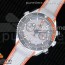 OM공장 V2 오메가 씨마스터 크로노그래프 스틸 그레이다이얼 오렌지인서트 직물스트랩 Planet Ocean Master Chronometer SS Black/Orange Polished Bezel Gray Dial on Gray Nylon Strap A9900 (Black Balance Wheel) V2