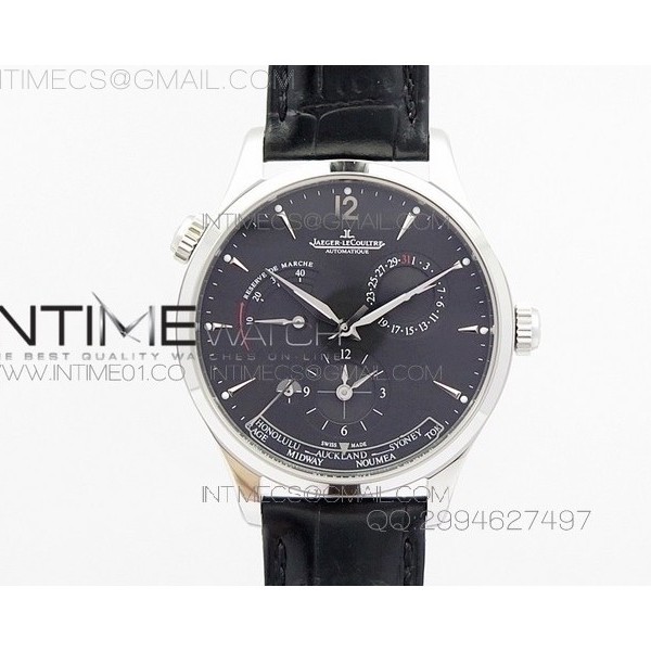 예거르쿨트르 마스터 MASTER CONTROL POWER RESERVE SS BLACK DIAL ON BLACK LEATHER STRAP A939