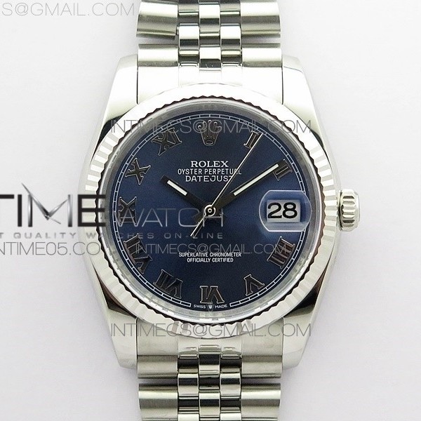 DJ공장 롤렉스 데이저스트 36 블루다이얼 2824 Datejust 36mm 116234 904L SS DJF 1:1 Best Edition Blue Dial Roman Markers On SS Jubilee Bracelet A2824