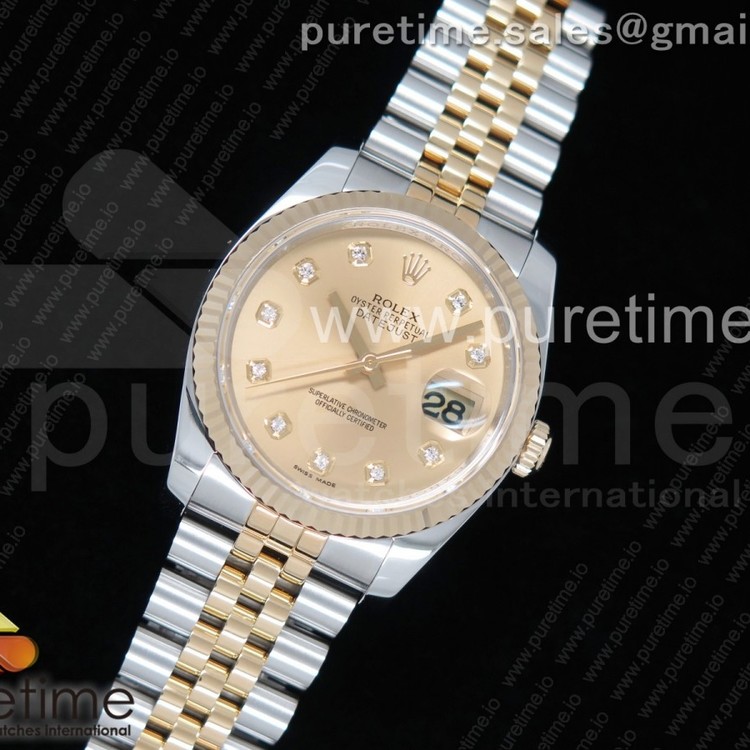 AR공장 V2 롤렉스 데이저스트36 옐로우골드 콤비 샴페인다이얼 쥬빌레브레이슬릿 DateJust 36 SS/YG 116233 904L Steel YG Dial on Jubilee Bracelet SH3135 V2