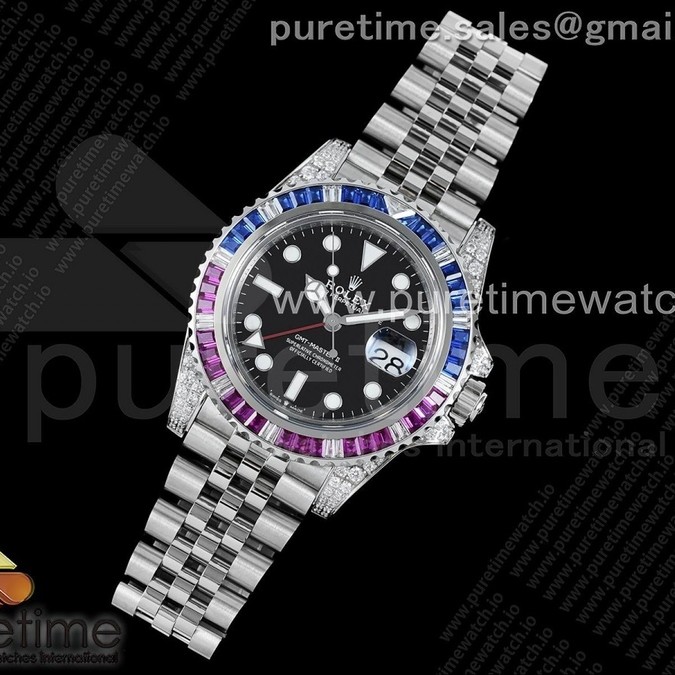 GM공장 V3 젬티 바게트베젤 블랙다이얼 3285 GMT-Master II Red/Blue Diamonds Bezel 904L Steel GMF Best Edition SA3285 CHS V3