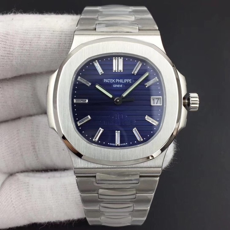 PF V2 노틸러스 점보 5711 40주년기념 한정판 NAUTILUS JUMBO 5711 40TH BLUE TEXTURED DIAL ON SS BRACELET A324 CLONE