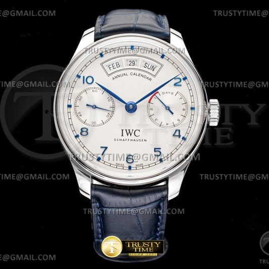 AZ공장 IWC 포르투기저 애뉴얼캘린더 스틸 블루다이얼 가죽스트랩 Portugieser Annual Cal SS/LE Wht/Blue AZF A52850