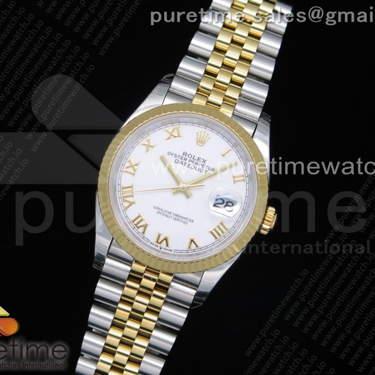 EW공장 롤렉스 데이저스트 36 옐로우골드콤비 화이트다이얼 쥬빌레브레이슬릿 DateJust 36 SS/YG 126233 White Dial Roman Markers on Jubilee Bracelet A3235