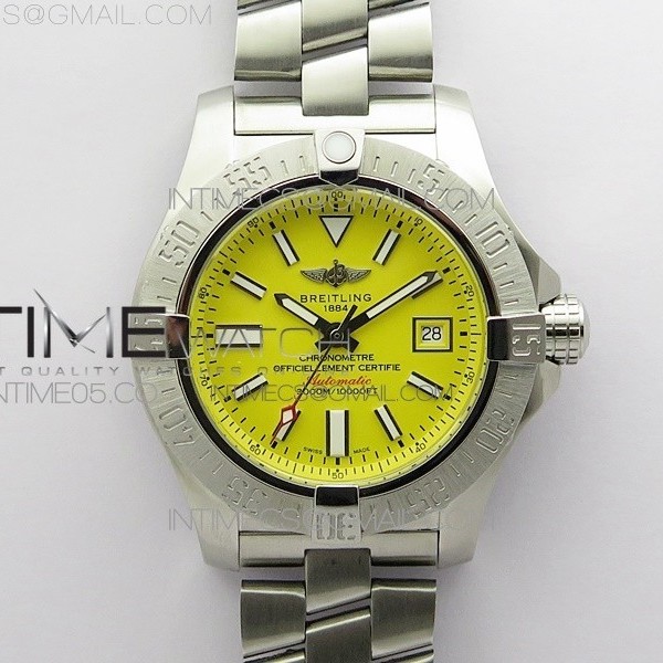 B50공장 씨울프 옐로우다이얼 Seawolf 45mm SS B50 1:1 Best Edition SuperLumed Yellow Dial Stick Markers on SS Bracelet A2824