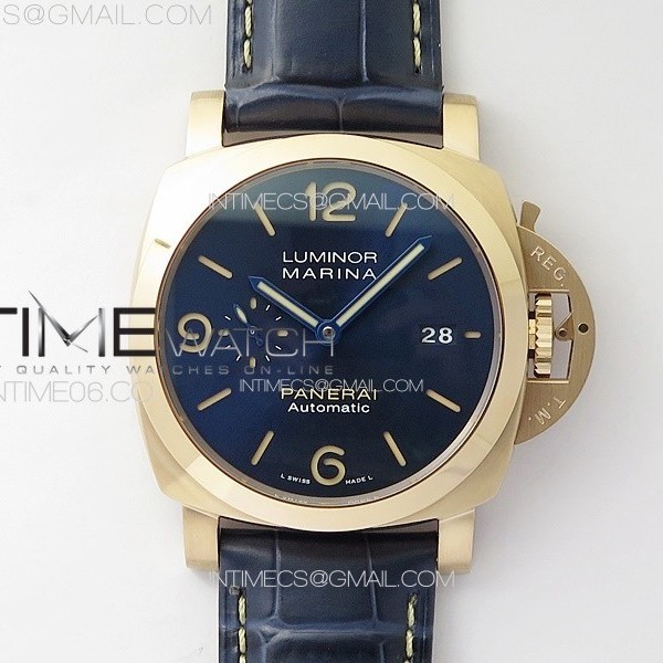 VS공장 파네라이 PAM1114 로즈골드금통 블루다이얼 블루핸즈 가죽스트랩 Pre Order PAM1114 RG VSF 1:1 Best Edition Blue Dial on Blue Leather Strap P.9010 Super Clone SB공장