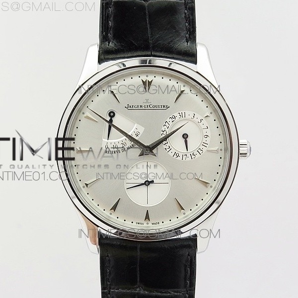 3A공장 예거르쿨트르 마스터 울트라씬 리저브 드 마르쉐 스틸 화이트다이얼 MASTER ULTRA THIN RESERVE DE MARCHE SS WHITE DIAL ON BLACK LEATHER STRAP A938