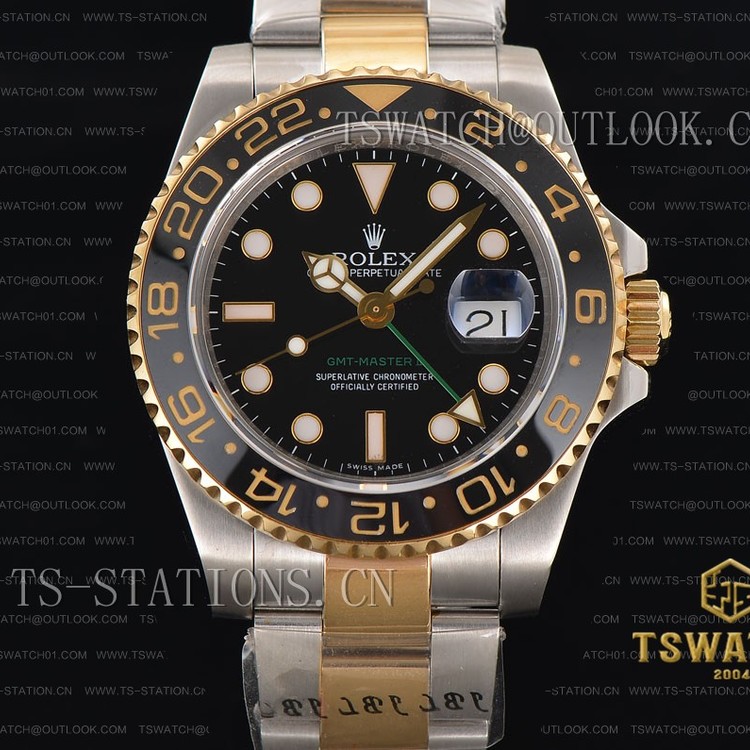 BP공장 롤렉스 GMT마스터2 옐로우골드 콤비 블랙다이얼 브레이슬릿 GMT-Master II 126713 LN Steel TT YG A3186