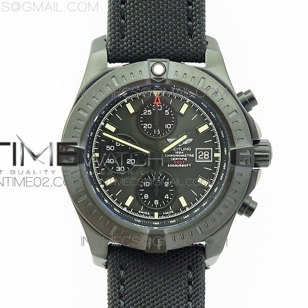 브라이틀링 챌린저 크로노그래프 DLC블랙 블랙다이얼 러버스트랩 CHALLENGER CHRONOGRAPH DLC BLACK DIAL ON RUBBER STRAP A7750