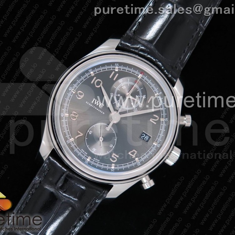 YL공장 IWC 포르투기저 크로노 클래식 42 스틸 그레이다이얼 가죽스트랩 IWC Portugieser Chrono Classic 42 IW3903 Gray Dial on Black Leather Strap A7750