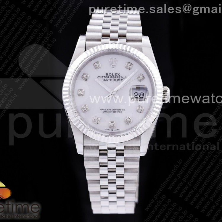 GM공장 롤렉스 데이저스트 36 화이트다이얼 브레이슬릿3235 DateJust 36 SS 126234 904L Steel White Dial Diamonds Markers on Jubilee Bracelet SA3235