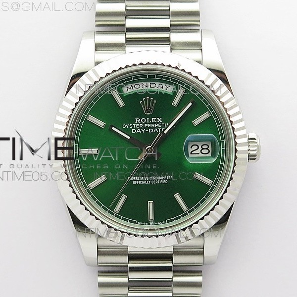 BP공장 롤렉스 데이데이트 40미리 그린다이얼 2836 Day-Date 40mm 228239 BP New Dial Version 904 SS Green Stick Markers Dial on SS President Bracelet A2836