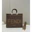 펜디 FENDI 브라운 FF 자카드 패브릭 선샤인 쇼퍼백