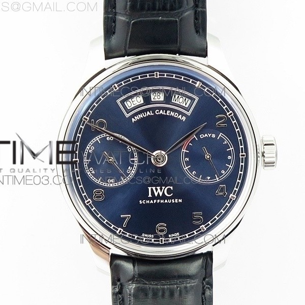 ZF공장 IWC 포르투기저 애뉴얼캘린더 파워리저브 스틸 블루다이얼 가죽스트랩 IWC PORTUGUESE REAL PR REAL ANNUAL CALENDAR IW503502 BLUE DIAL ON BLACK LEATHER STRAP A52850