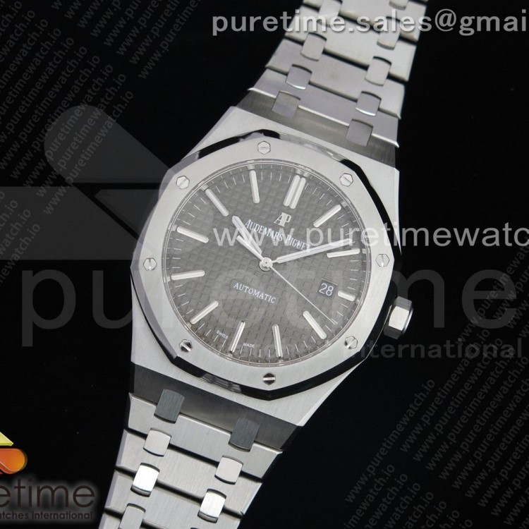 Z+F공장 로얄오크 15400 그레이다이얼 브레이슬릿 Royal Oak 41mm 15400 SS Gray Textured Dial on SS Bracelet A3120 (Free Box)