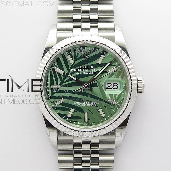 BP공장 롤렉스 데이저스트 36 스틸 그린팜다이얼 플루티드베젤 쥬빌레브레이슬릿 DateJust 36 SS 126234 BP 1:1 Best Edition New Green Dial on Jubilee Bracelet