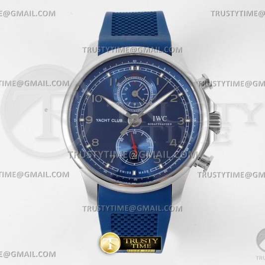 HC공장 IWC 포르투기저 요트 크로노그래프 스틸 블루다이얼 러버스트랩 Portuguese Yacht Chrono Blue SS/LE Blue/Blue A7750