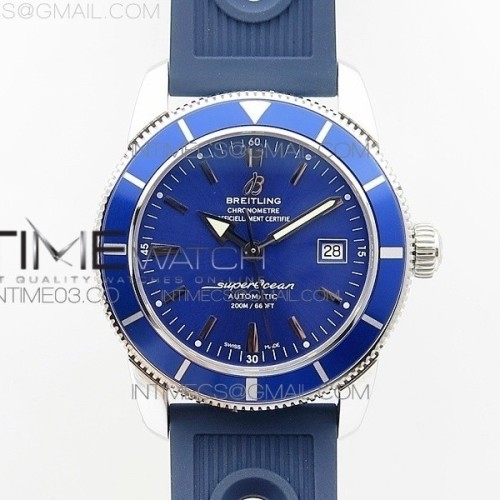 OM공장 브라이틀링 슈퍼오션 42MM 스틸 블루다이얼 블루인서트 러버스트랩 SUPEROCEAN 42MM A17321 SS BLUE DIAL BLUE BEZEL ON BLUE RUBBER STRAP A2824(FREE RUBBER STRAP WITH BUCKLE)