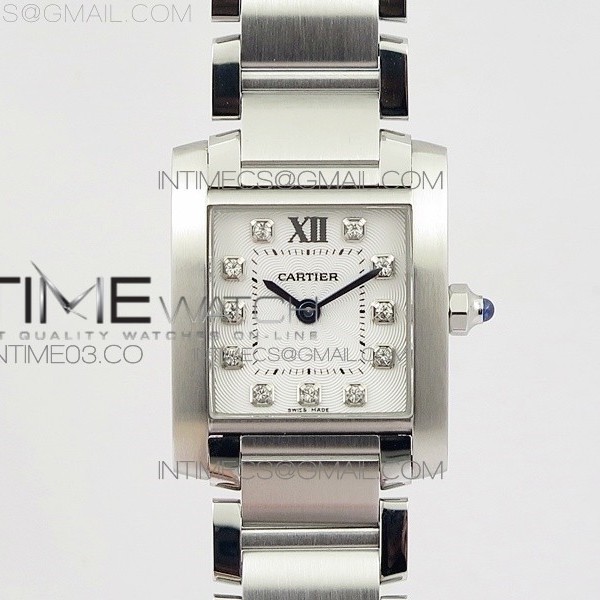 8848공장 까르띠에 탱크 프랑세즈 레이디스 25MM 스틸 화이트다이얼 다이아인덱스 브레이슬릿 TANK FRANCAISE LADIES 25MM SS WHITE DIAL DIAMOND MARKERS ON SS BRACELET RONDA QUARTZ