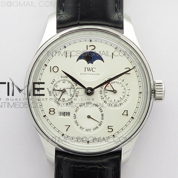 V9공장 포르투기저 애뉴얼캘린더 화이트다이얼 가죽스트랩 Portuguese Real PR Real Annual Calendar IW503305 V9F Best Edition White Dial Black Leather Strap A52610