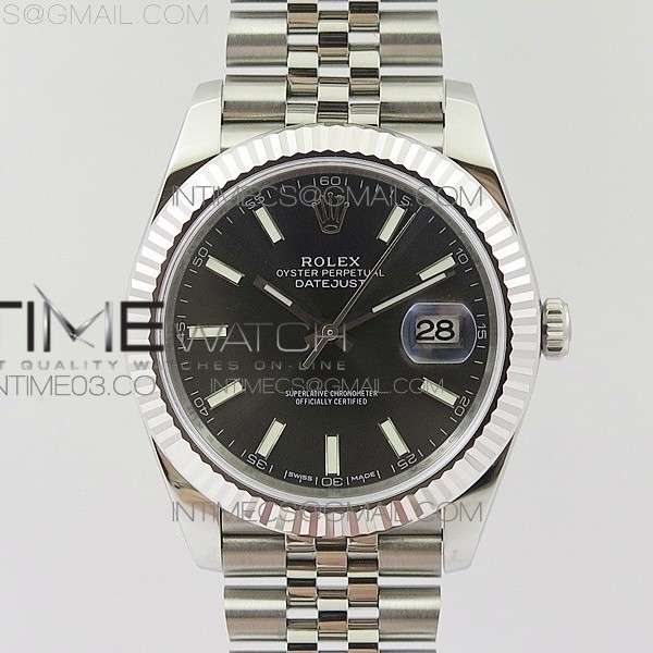 RE공장 V2 롤렉스 데이저스트 41 스틸 그레이바다이얼 브레이슬릿 DATEJUST 126334 SS GRAY DIAL STICK MARKERS ON NEW VERSION JUBILEE BRACELET A3235