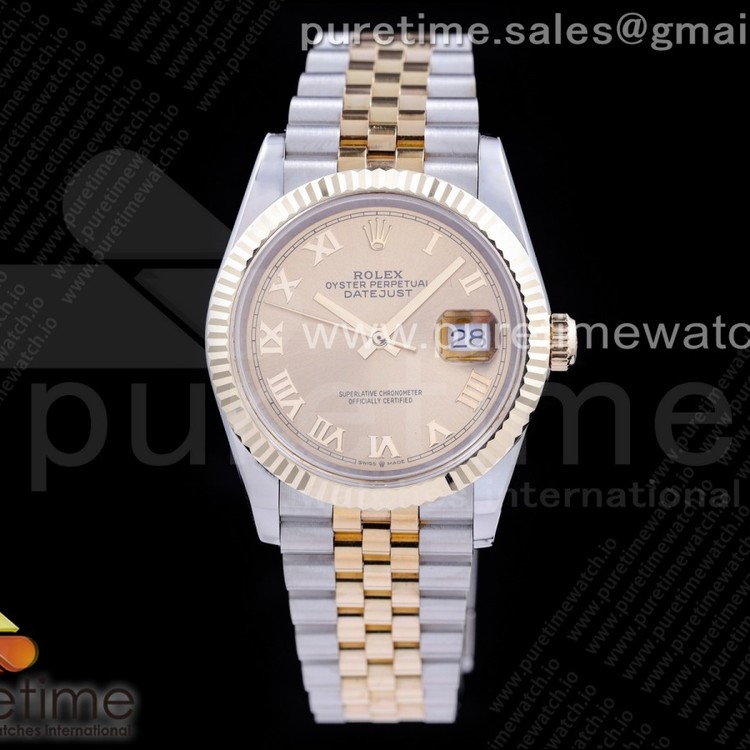 GM공장 롤렉스 데이저스트 36 옐로우골드콤비 포금 샴페인다이얼 브레이슬릿 DateJust 36 SS/YG 126233 GMF Gold Wrapped 904L Steel Gold Dial Roman Markers on Jubilee Bracelet SA3235