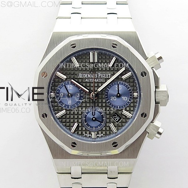 IP공장 오데마피게 로얄오크 크로노그래프 스틸 블랙다이얼 블루서브다이얼 브레이슬릿 Royal Oak Chrono 26331ST SS IPF 1:1 Best Edition Black Dial Blue subdial on SS Bracelet A7750