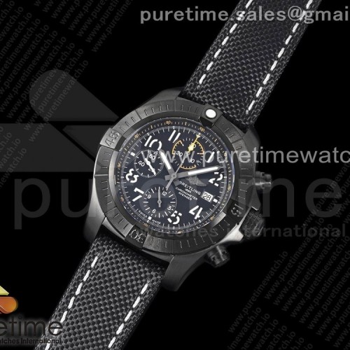 TF공장 브라이틀링 어벤져 크로노그래프 티타늄 블랙다이얼 직물스트랩 Avenger Chrono PVD Titanium TF 1:1 Best Edition Black Dial on Black Nylon Strap A7750