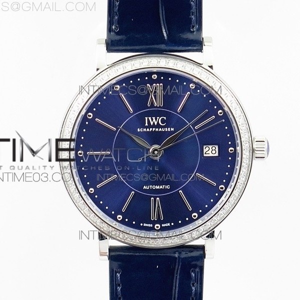 MK공장 IWC 포르토피노 IW458101 다이아베젤 스틸 블루다이얼 가죽스트랩 IWC PORTOFINO IW458101 DIAMOND BEZEL SS BLUE DIAL ON BLUE LEATHER STRAP MIYOTA 9015