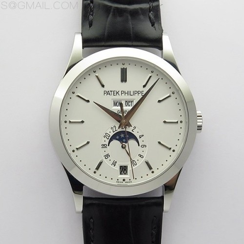 GR공장 애뉴얼 캘린더 화이트다이얼 가죽스트랩 Annual Calendar Complications 5396 SS GRF Best Edition White Dial Sticks Markers on Black leather strap A324