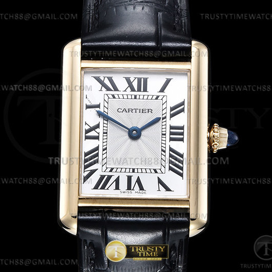 F1공장 까르띠에 탱크 머스트 스몰 옐로우골드금통 블랙악어스트랩 Cartier Tank Must Small YG/LE Wht F1F Sw Qtz