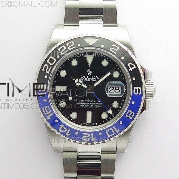 RO공장 배트맨 블랙다이얼 GMT Master II 116710BLNR Batman Ceramic 316L Steel ROF Best Edition Black Dial on SS Bracelet A3186