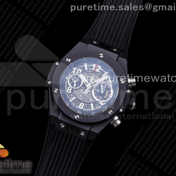 HB공장 빅뱅 유니코 블랙세라믹 러버 Big Bang Unico Black Ceramic HBF 1:1 Best Edition Black Skeleton Dial on Black Rubber Strap A1242