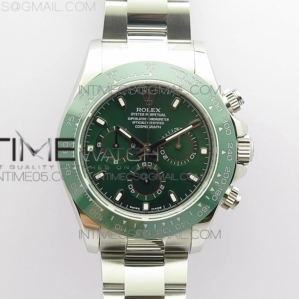 UB공장 세라토나 그린다이얼 Daytona 116520 Real Ceramic Bezel SS UBF Best Edition Green Stick Markers Dial on SS Bracelet A7750