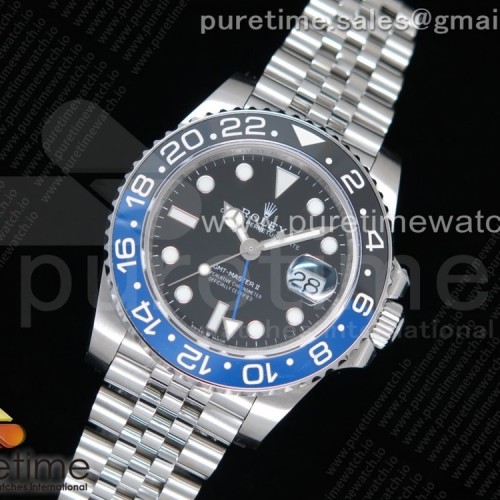 GM공장 롤렉스 GMT마스터2 블루앤블랙 블랙다이얼 쥬빌레브레이슬릿 GMT Master II 126710 BLNR Real Ceramic 904L SS on Bracelet A3285 (Correct Hand Stack)