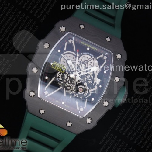 KV공장 V3 리차드밀 RM035-02 스켈레톤다이얼 러버스트랩 RM035-02 Solid Caseback Skeleton Dial Green on Green Rubber Strap MIYOTA8215 V3