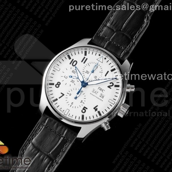 AZ공장 파일럿 150년 화이트다이얼 가죽스트랩 Pilot Chrono 377725 "150 Years" AZF 1:1 Best Edition White Dial on Black Leather Strap A7750