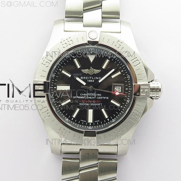 B50공장 씨울프 블랙다이얼 Seawolf 45mm SS B50 1:1 Best Edition SuperLumed Black Dial Sticks Markers on SS Bracelet A2824