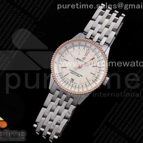 TF공장 38MM 브라이틀링 내비타이머 로골 화이트다이얼 Navitimer 1 SS 38mm RG Bezel White Dial on SS Bracelet A2824