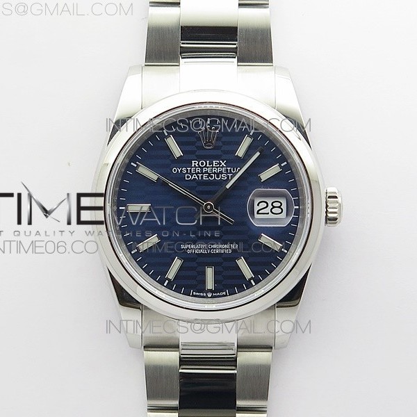 BP공장 롤렉스 데이저스트 36 스틸 블루플루티드다이얼 돔베젤 오이스터브레이슬릿 DateJust 36 SS 126200 BP 1:1 Best Edition New Blue Dial on Oyster Bracelet