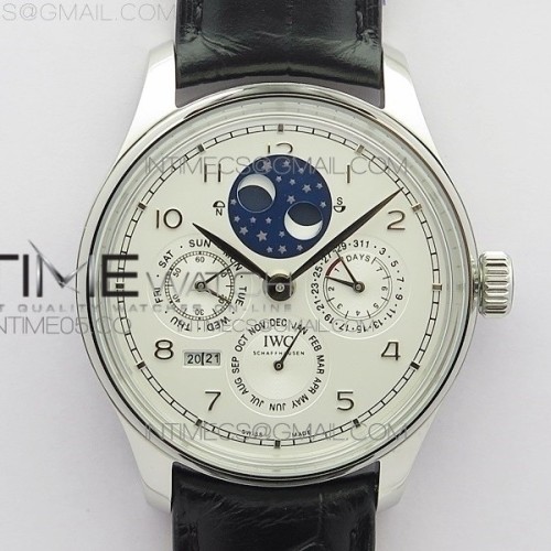 V9공장 포르투기저 애뉴얼캘린더 화이트다이얼 가죽스트랩 Portuguese Real PR Real Annual Calendar IW503406 V9F Best Edition White Dial Black Leather Strap A52610