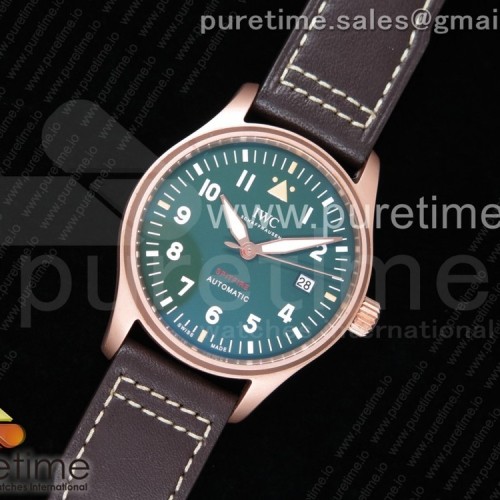 XF공장 IWC 마크18 스핏파이어 브론즈케이스 그린다이얼 가죽스트랩 IWC Spitfire Automatic Bronze IW326802 Green Dial on Brown Leather Strap A2824