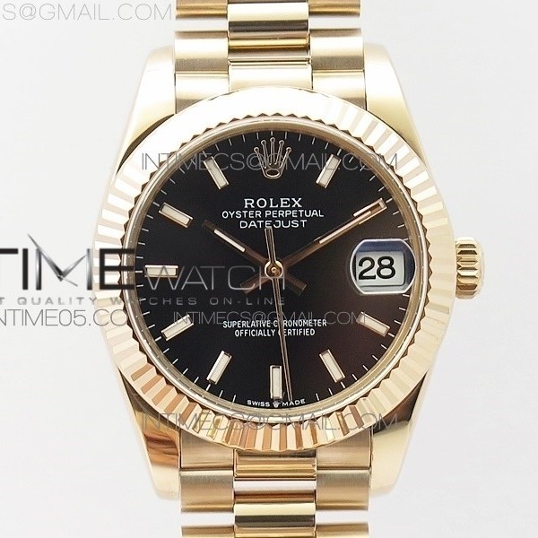 BP공장 롤렉스 데이저스트 31 로즈골드금통 블랙다이얼 브레이슬릿2813 Datejust 31mm 278275 RG Black Sticks Markers Dial on RG President Bracelet