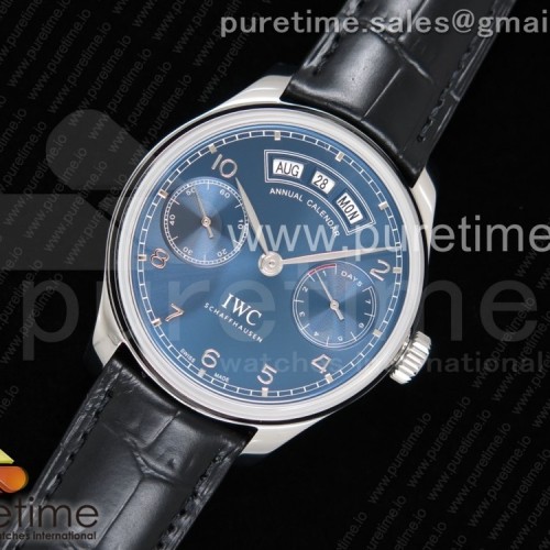 YL공장 V2 IWC 포르투기저 애뉴얼캘린더 블루다이얼 가죽스트랩 IWC Portuguese Real PR Real Annual Calendar IW503502 Blue Dial on Black Leather Strap A52850 V2